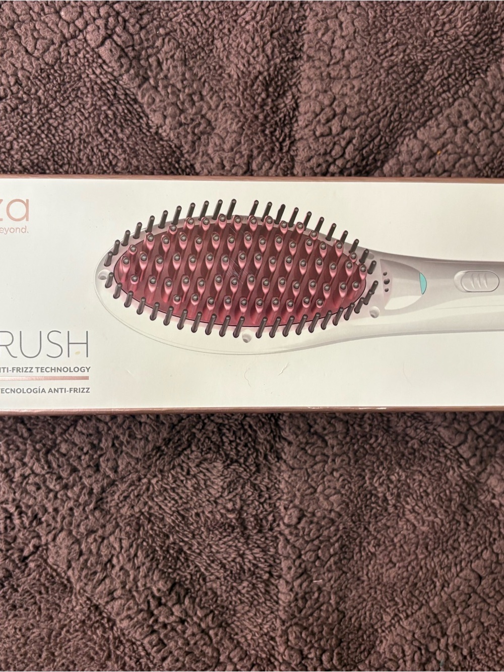 White and Pink Anti-Frizz Heated Hair Brush for Women